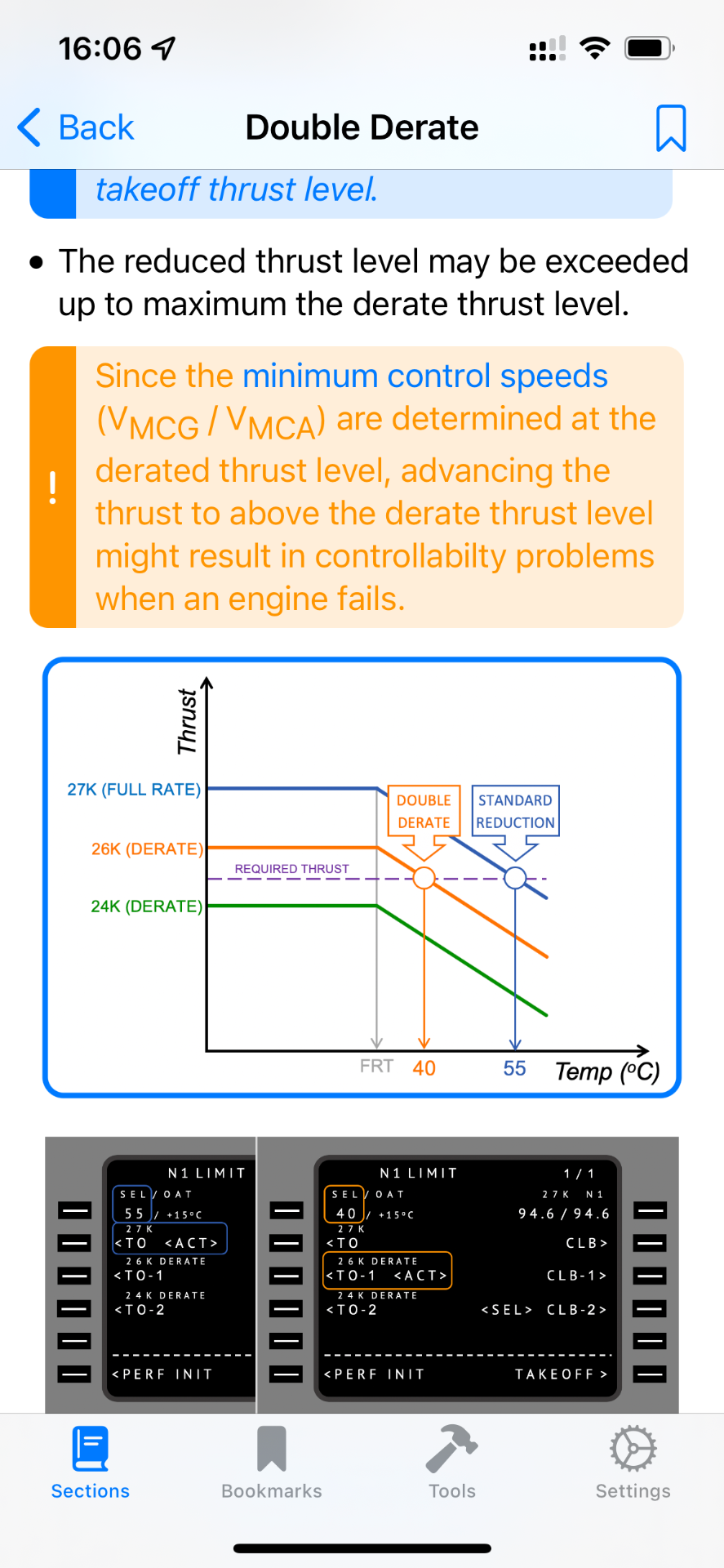 Double derate explanation with thrust temperature graph
